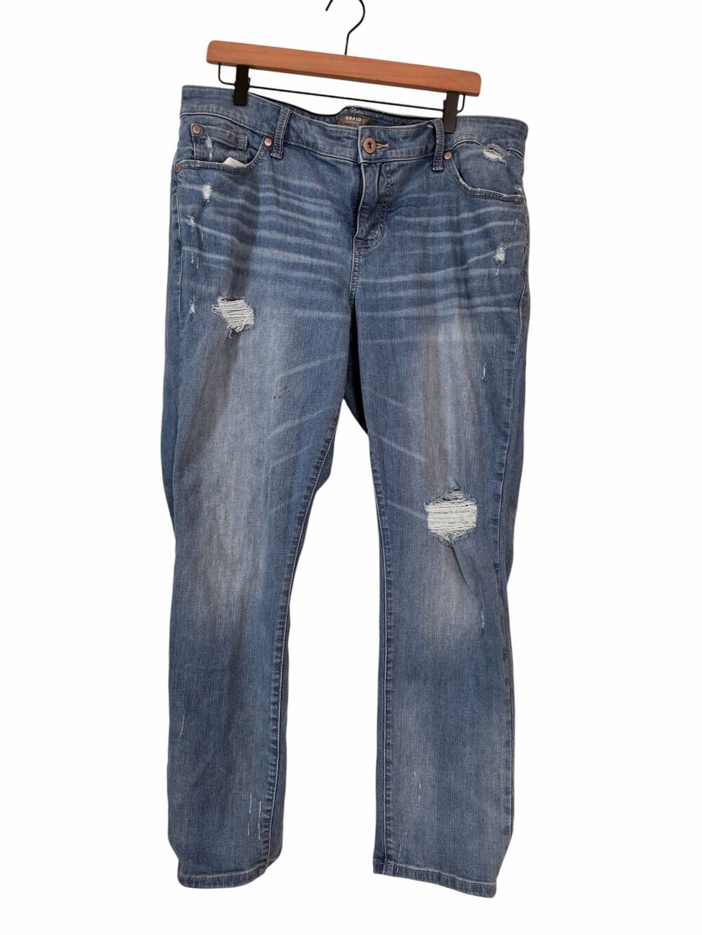 Torrid Womens Boyfriend Straight Distressed Vintage Stretch Denim Jeans Size 16W